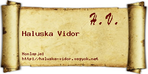 Haluska Vidor névjegykártya